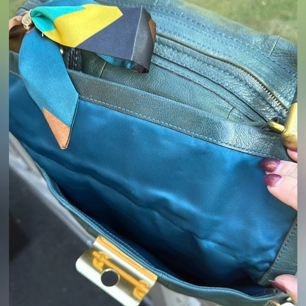 Coach Kristin (14223) Green Leather Hobo Satchel Shoulder Bag (w/twilly)(EUC) - Picture 12 of 17